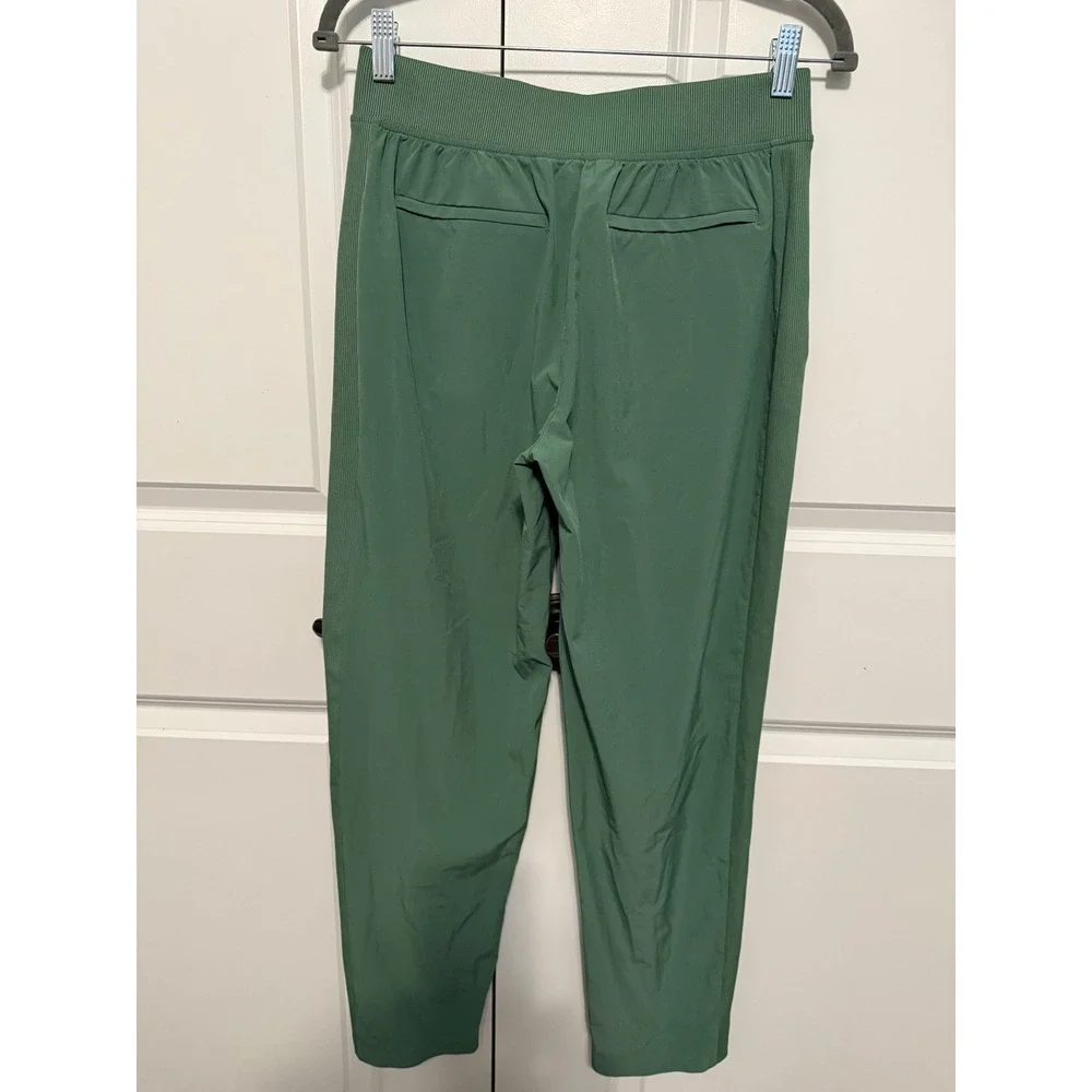 Athleta Green Athleisure Jogger Ankle Pants Women's Brooklyn Sz 6 Ribbed Sides - Picture 7 of 14